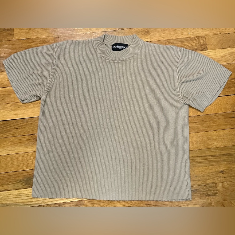 Sag Harbor Women’s Short Sleeve Beige Sweater 1X EUC Plus Size Capsule Neutral